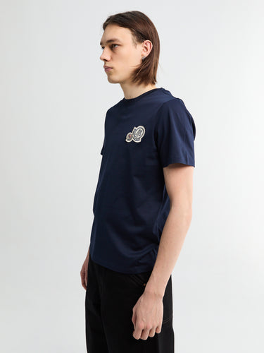 Moncler - Double Logo Patch Cotton T-Shirt in Navy