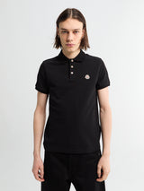 Moncler - Logo Patch Cotton Polo Shirt in Black