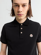 Moncler - Logo Patch Cotton Polo Shirt in Black