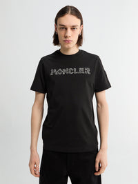 Moncler - Space Embroidered Logo Cotton T-Shirt in Black