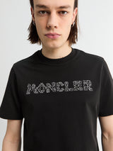 Moncler - Space Embroidered Logo Cotton T-Shirt in Black