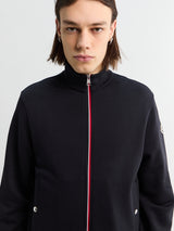 Moncler - Tricolour-Trimmed Cotton Zip-Up Sweatshirt in Navy