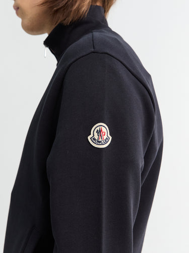 Moncler - Tricolour-Trimmed Cotton Zip-Up Sweatshirt in Navy