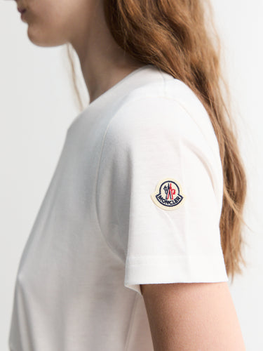 Moncler - Logo Patch Cotton Jersey T-Shirt in Off White