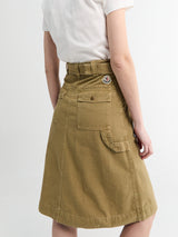 Moncler - Belted Knee-Length Cotton Skirt in Mustard Seed