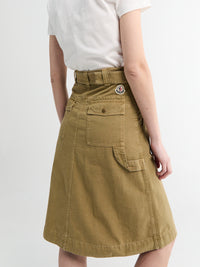 Moncler - Belted Knee-Length Cotton Skirt in Mustard Seed