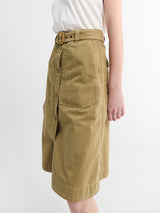 Moncler - Belted Knee-Length Cotton Skirt in Mustard Seed