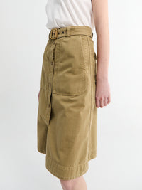 Moncler - Belted Knee-Length Cotton Skirt in Mustard Seed