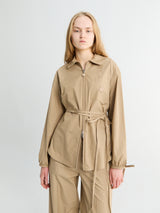 Moncler - Cotton Poplin Zip-Up Shirt Jacket in Beige