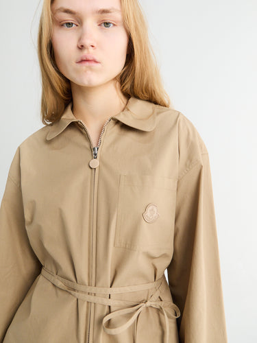 Moncler - Cotton Poplin Zip-Up Shirt Jacket in Beige