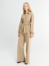 Moncler - Cotton Poplin Zip-Up Shirt Jacket in Beige