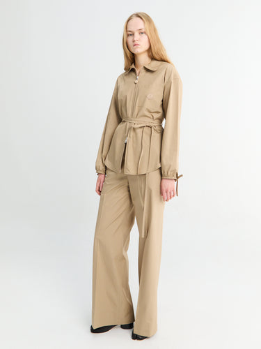 Moncler - Cotton Poplin Zip-Up Shirt Jacket in Beige