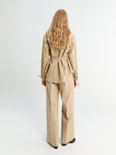 Moncler - Cotton Poplin Zip-Up Shirt Jacket in Beige