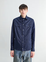 Moncler - Logo Patch Long Sleeve Shirt in Navy Blue