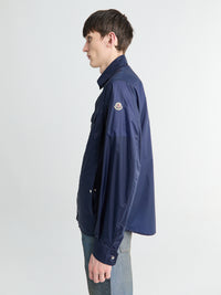 Moncler - Logo Patch Long Sleeve Shirt in Navy Blue