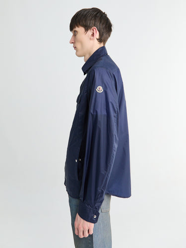Moncler - Logo Patch Long Sleeve Shirt in Navy Blue