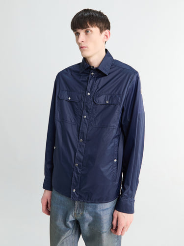 Moncler - Logo Patch Long Sleeve Shirt in Navy Blue