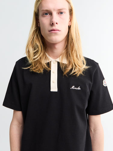 Moncler - Embroidered Polo Shirt In Black