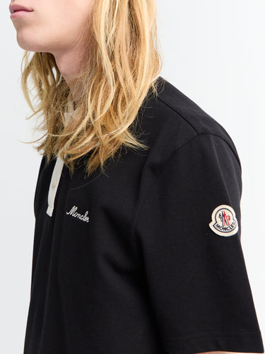 Moncler - Embroidered Polo Shirt In Black
