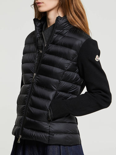 Moncler - Padded Wool Zip-Up Cardigan in Black