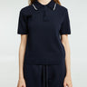 Moncler - Knit Cotton Polo Shirt in Navy