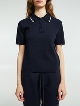 Moncler - Knit Cotton Polo Shirt in Navy