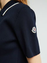 Moncler - Knit Cotton Polo Shirt in Navy