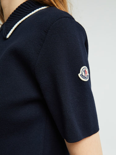 Moncler - Knit Cotton Polo Shirt in Navy