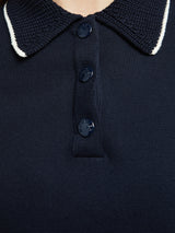 Moncler - Knit Cotton Polo Shirt in Navy