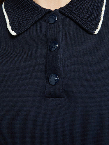 Moncler - Knit Cotton Polo Shirt in Navy