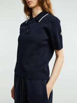 Moncler - Knit Cotton Polo Shirt in Navy
