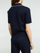 Moncler - Knit Cotton Polo Shirt in Navy
