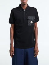 Moncler - Cotton Piquet Polo Shirt with Pocket in Black