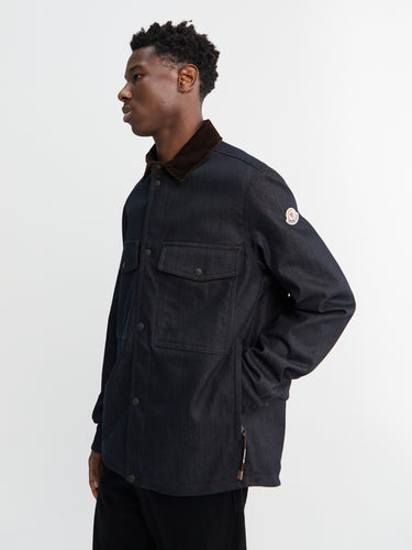 Moncler - Denim Cordury-Timmed Shirt Jacket in Dark blue