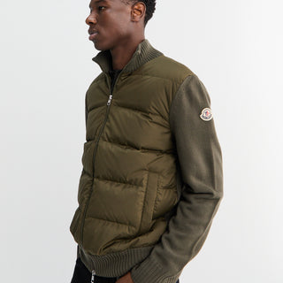 Moncler - Padded Wool Zip-up Cardigan in Olive Green