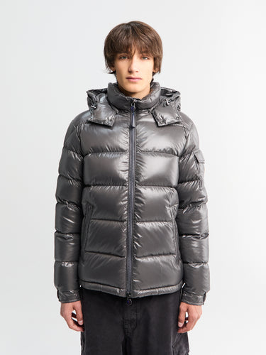 Moncler - Maya Hooded Short Down Jacket in Dark Gray