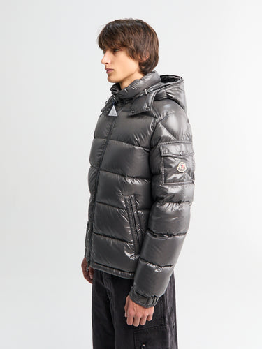 Moncler - Maya Hooded Short Down Jacket in Dark Gray