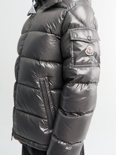 Moncler - Maya Hooded Short Down Jacket in Dark Gray