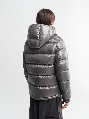 Moncler - Maya Hooded Short Down Jacket in Dark Gray
