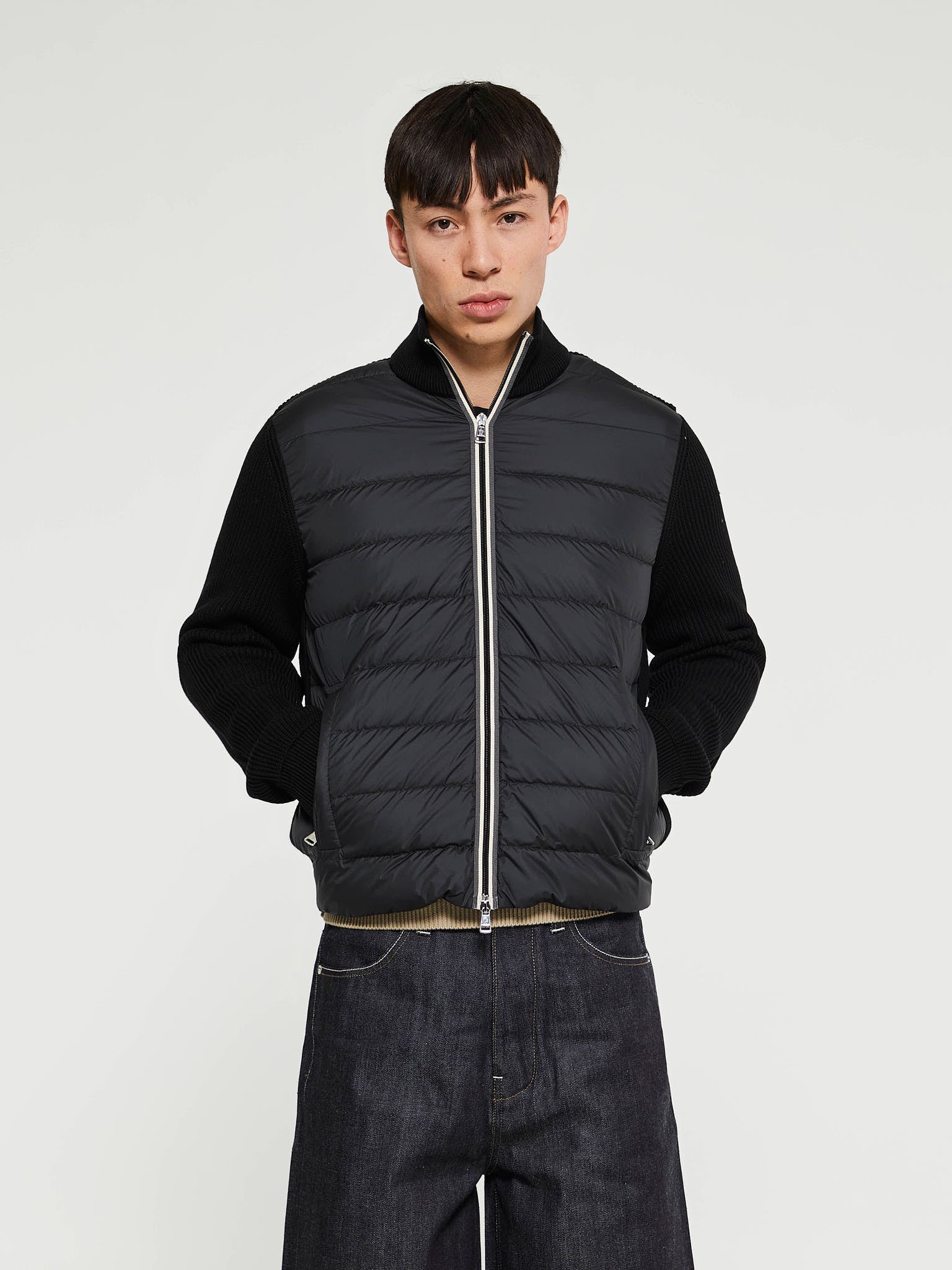 Moncler - Padded Cotton Zip-Up Cardigan in Black