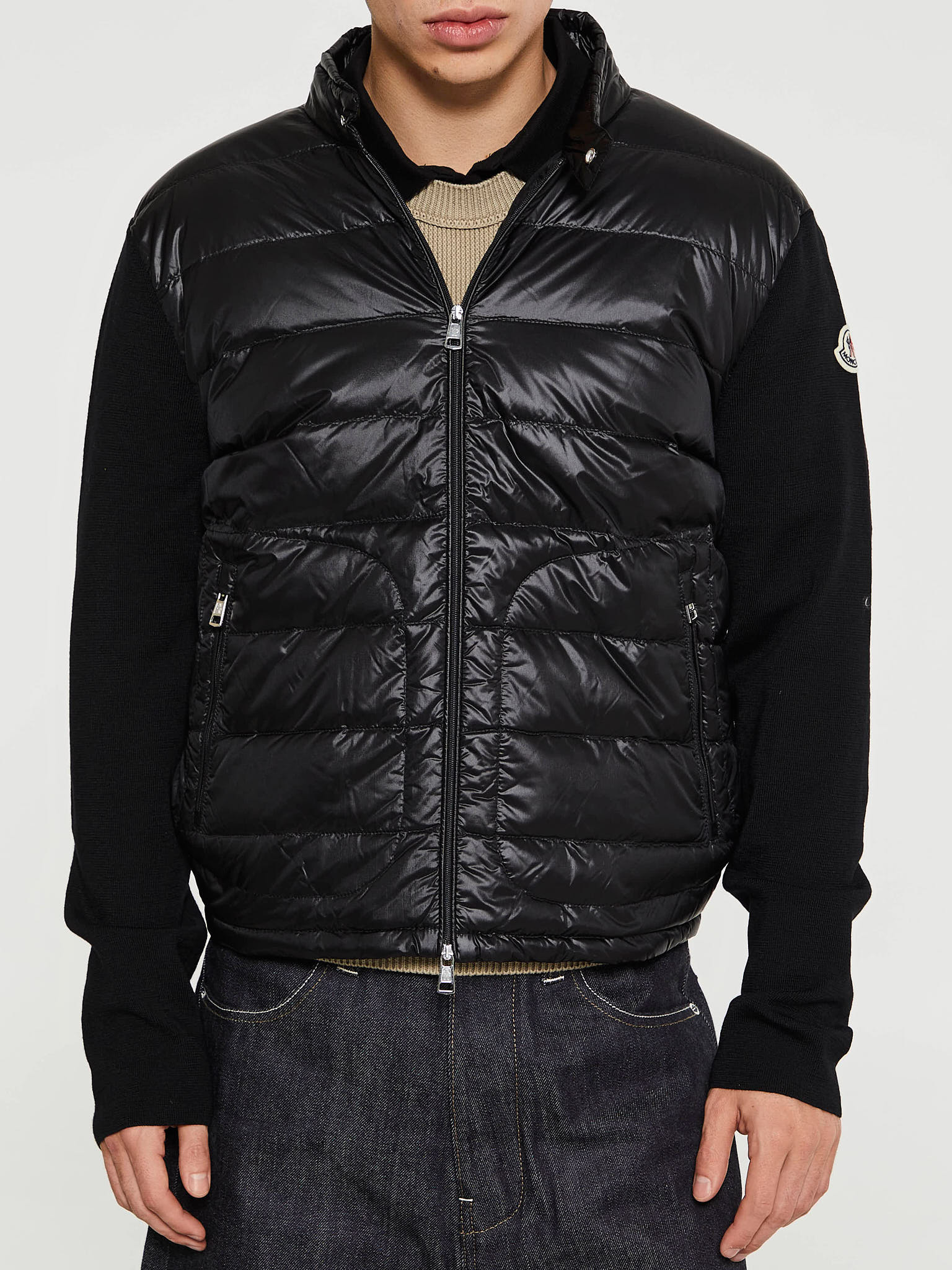 Moncler - Padded Wool Zip-Up Cardigan in Black