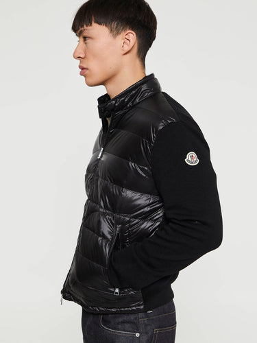 Moncler - Padded Wool Zip-Up Cardigan in Black