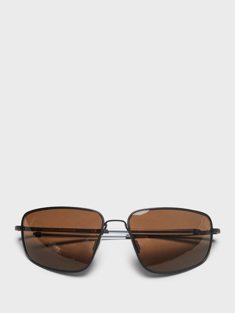 Monokel Eyewear - Marathon Sunglasses in Matt Black and Solid Brown