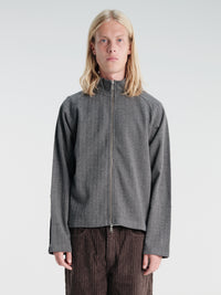 mfpen - Leisure Zip Up in Grey Herringbone