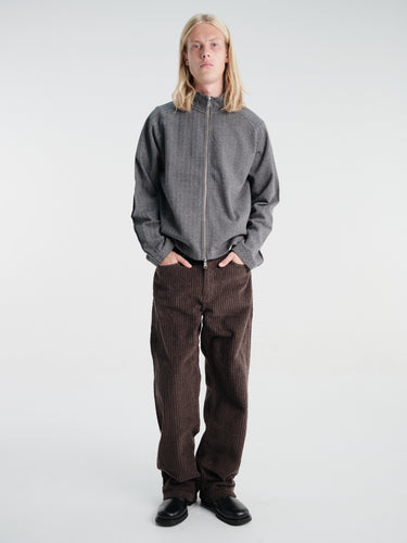 mfpen - Leisure Zip Up in Grey Herringbone