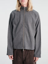 mfpen - Leisure Zip Up in Grey Herringbone