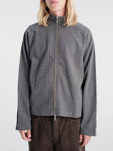 mfpen - Leisure Zip Up in Grey Herringbone