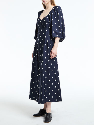 Mr. Larkin - Lexi Dress in Ink and Ivory Big Dot