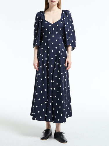 Mr. Larkin - Lexi Dress in Ink and Ivory Big Dot