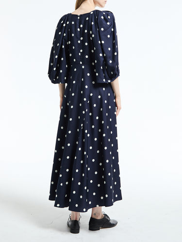 Mr. Larkin - Lexi Dress in Ink and Ivory Big Dot